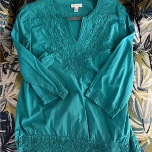 Teal Embroidered Women's Top